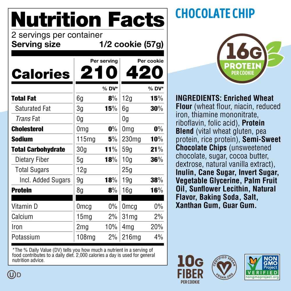 Lenny & Larry's The Complete Cookie, Chocolate Chip, Soft Baked, 16g Plant Protein, Vegan, Non-GMO, 113g