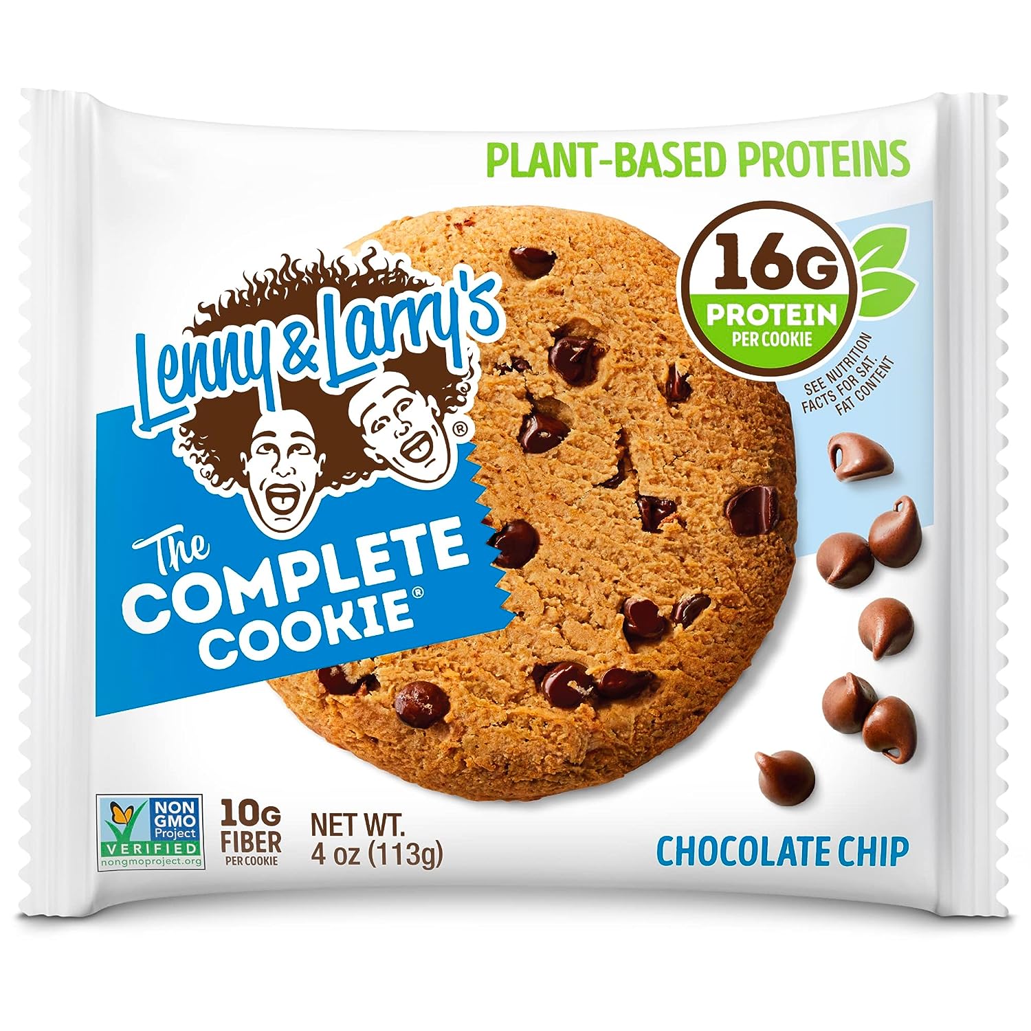 Lenny & Larry's The Complete Cookie, Chocolate Chip, Soft Baked, 16g Plant Protein, Vegan, Non-GMO, 113g