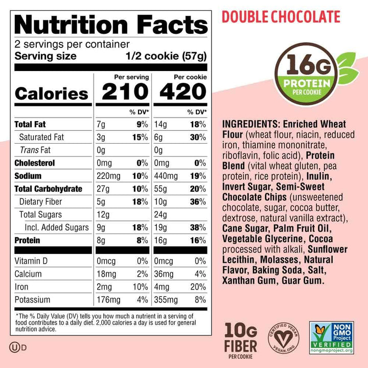 Lenny & Larry's The Complete Cookie, Double Chocolate, Soft Baked, 16g Plant Protein, Vegan, Non-GMO, 113g