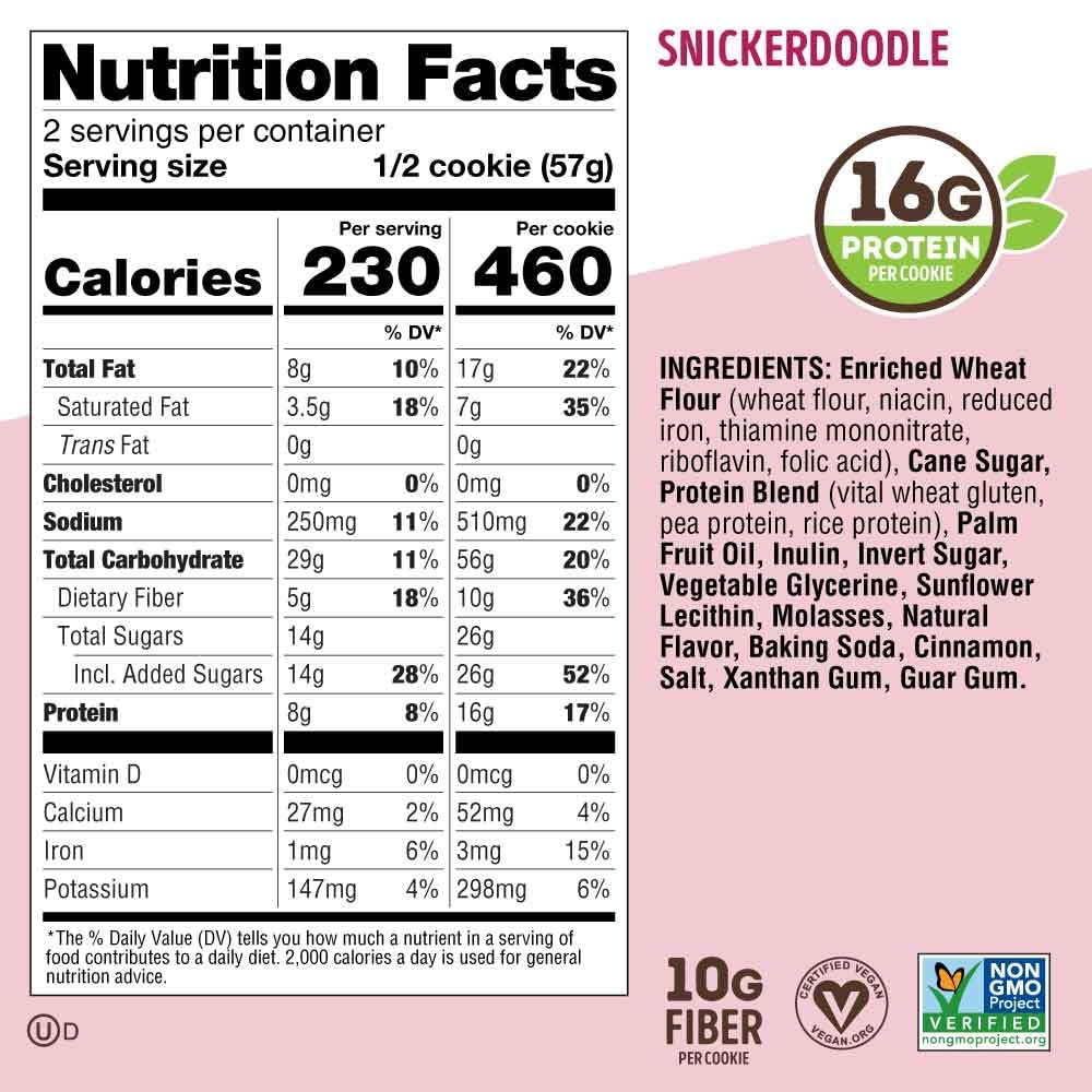Lenny & Larry's The Complete Cookie, Snickerdoodle, Soft Baked, 16g Plant Protein, Vegan, Non-GMO, 113g