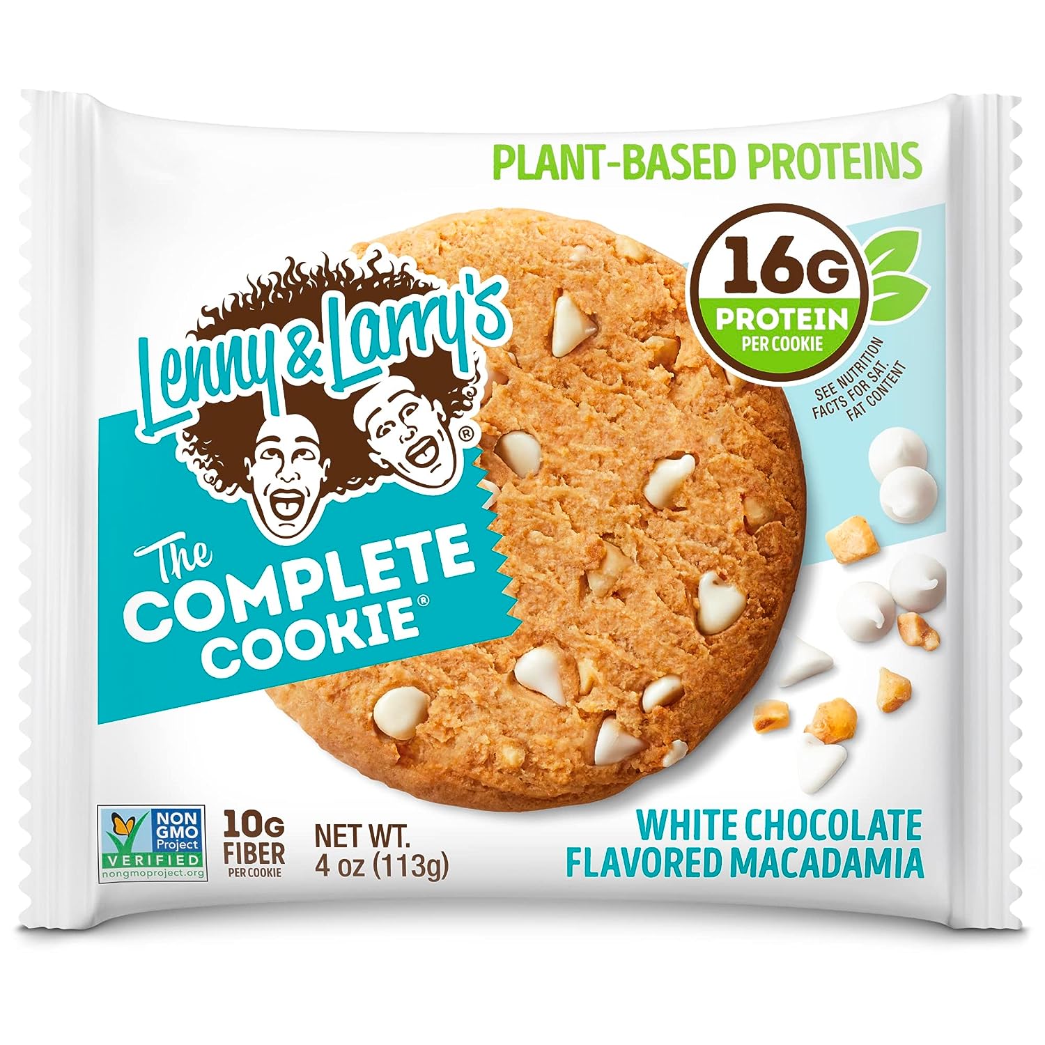 Lenny & Larry's The Complete Cookie, White Chocolaty Macadamia, Soft Baked, 16g Plant Protein, Vegan, Non-GMO, 113g