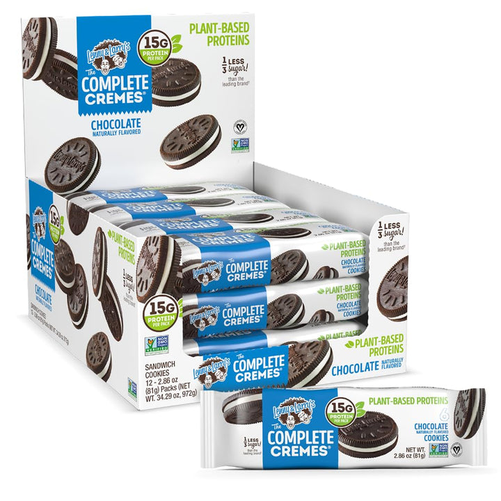 Lenny & Larry's The Complete Cremes, Sandwich Cookies, Chocolate, Vegan, 5g Plant Protein, 6 Cookies Per Pack 81g