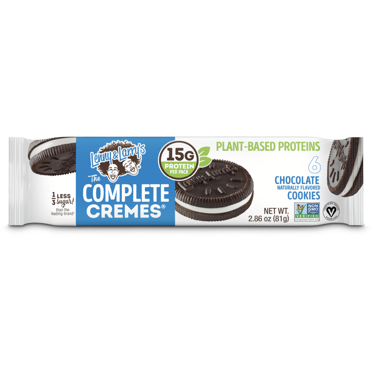 Lenny & Larry's The Complete Cremes, Sandwich Cookies, Chocolate, Vegan, 5g Plant Protein, 6 Cookies Per Pack 81g