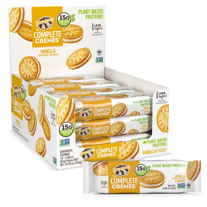 Lenny & Larry's The Complete Cremes, Sandwich Cookies, Vanilla, Vegan, 5g Plant Protein, 6 Cookies Per Pack 81g