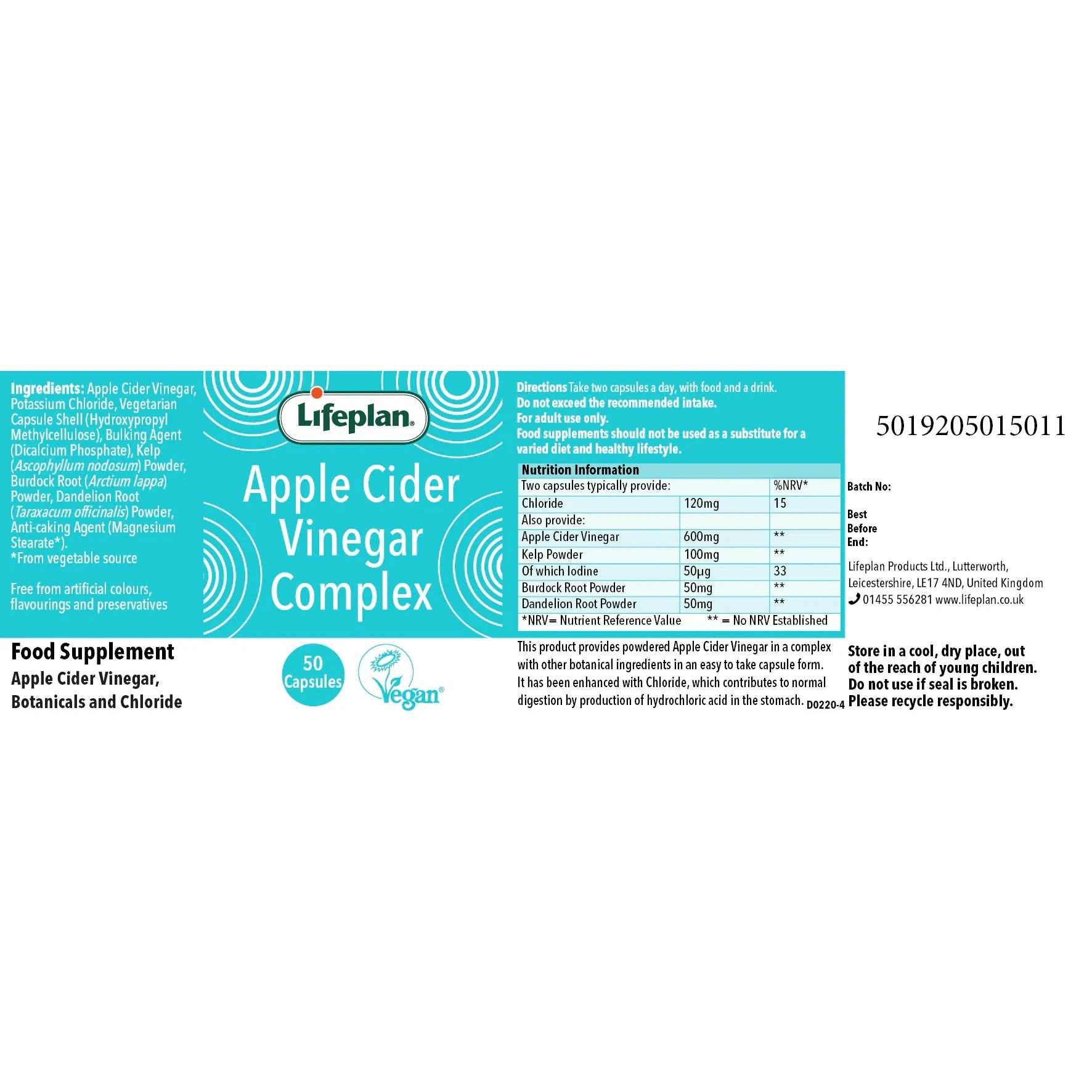 Lifeplan Apple Cider Vineger Complex 50 Vegan Capsuls