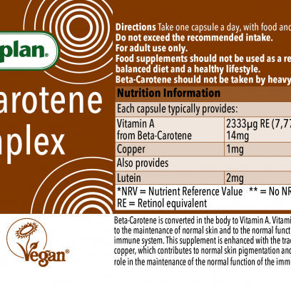 Lifeplan Beta-Carotene Complex For normal Skin Pigmentation 60 Vegan Capsules