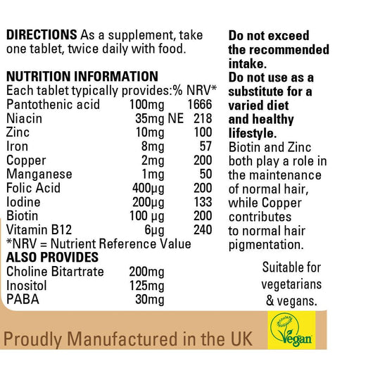 Lifeplan Hair Care Nutrients with Biotin & Zinc 60 Tablets