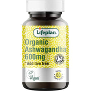 Lifeplan Organic Ashwagandha 600mg Additive Free Vegan 60 Capsules