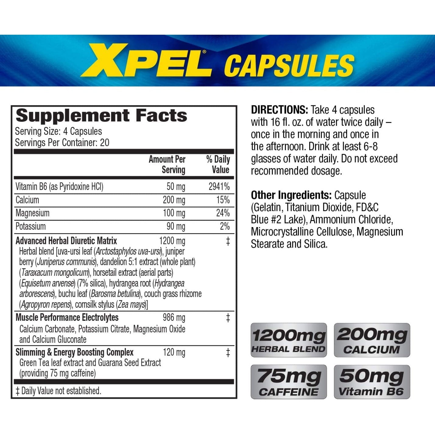 MHP XPEL Diuretic maximum strength herbal diuretic 80 capsules