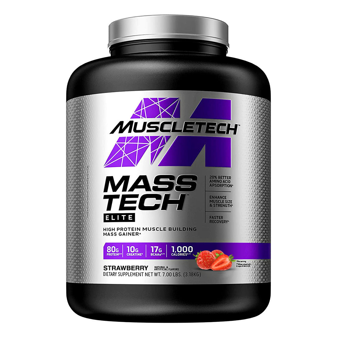 MUSCLETECH MASS-TECH ELITE Mass Gainer Strawberry 3.18 KG – Healthland Co.