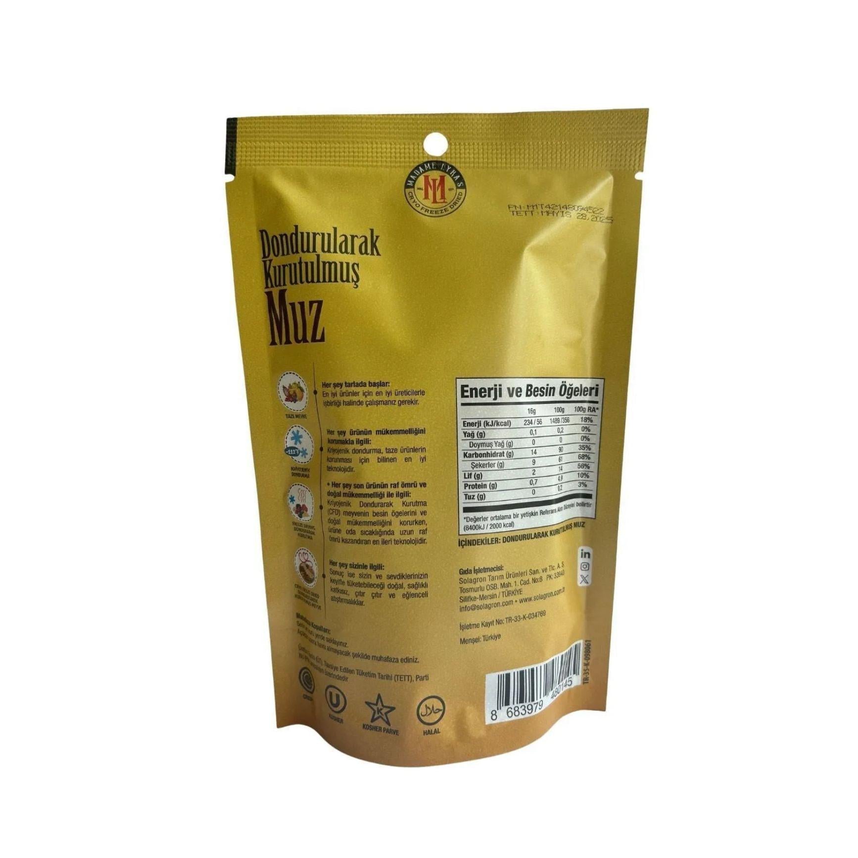 Madame Lyras all natural freeze dreid BANANA sliced 16g