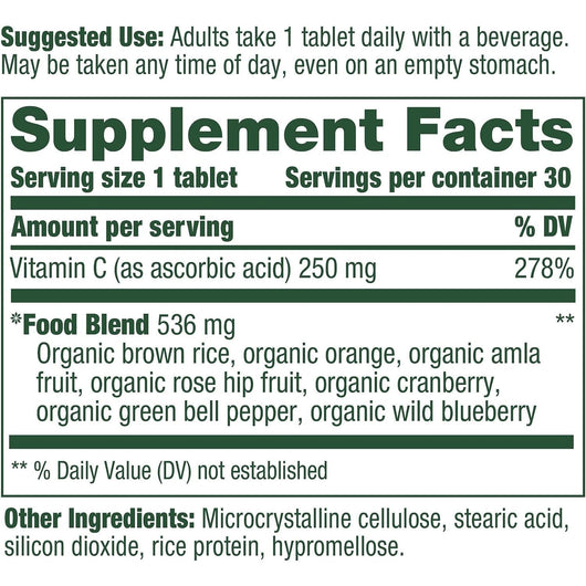 MegaFood Organic Food Based Vitamin C Complex Gluten-Free Dairy Free Vegan 30 Tablets