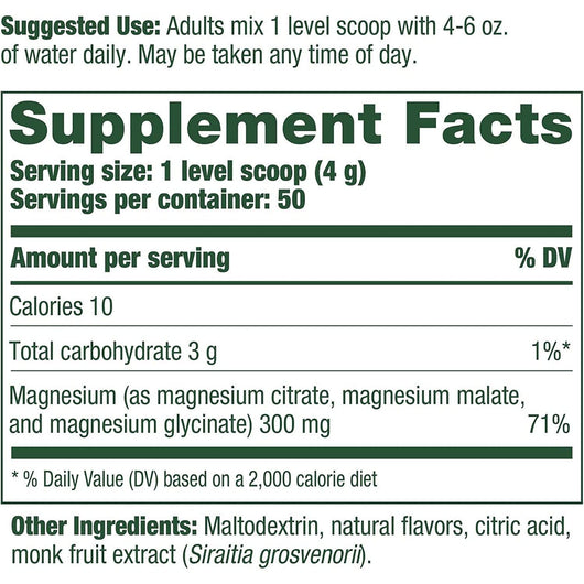 MegaFood Relax + Calm Magnesium Powder Formulated with Magnesium Citrate, Malate & Glycinate Vegetarian BlackBerry Hibiscus Oasis Flavor 200g