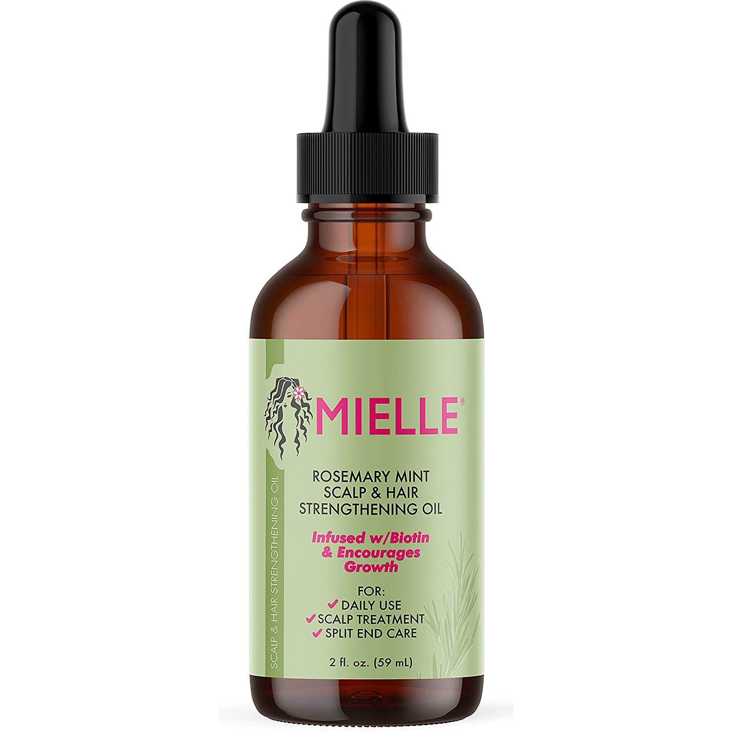 Mielle Organics Rosemary Mint Scalp & Hair Strengthening Oil With Biotin & Essential Oils, Nourishing Treatment for Split Ends and Dry Scalp for All Hair Types 59ml