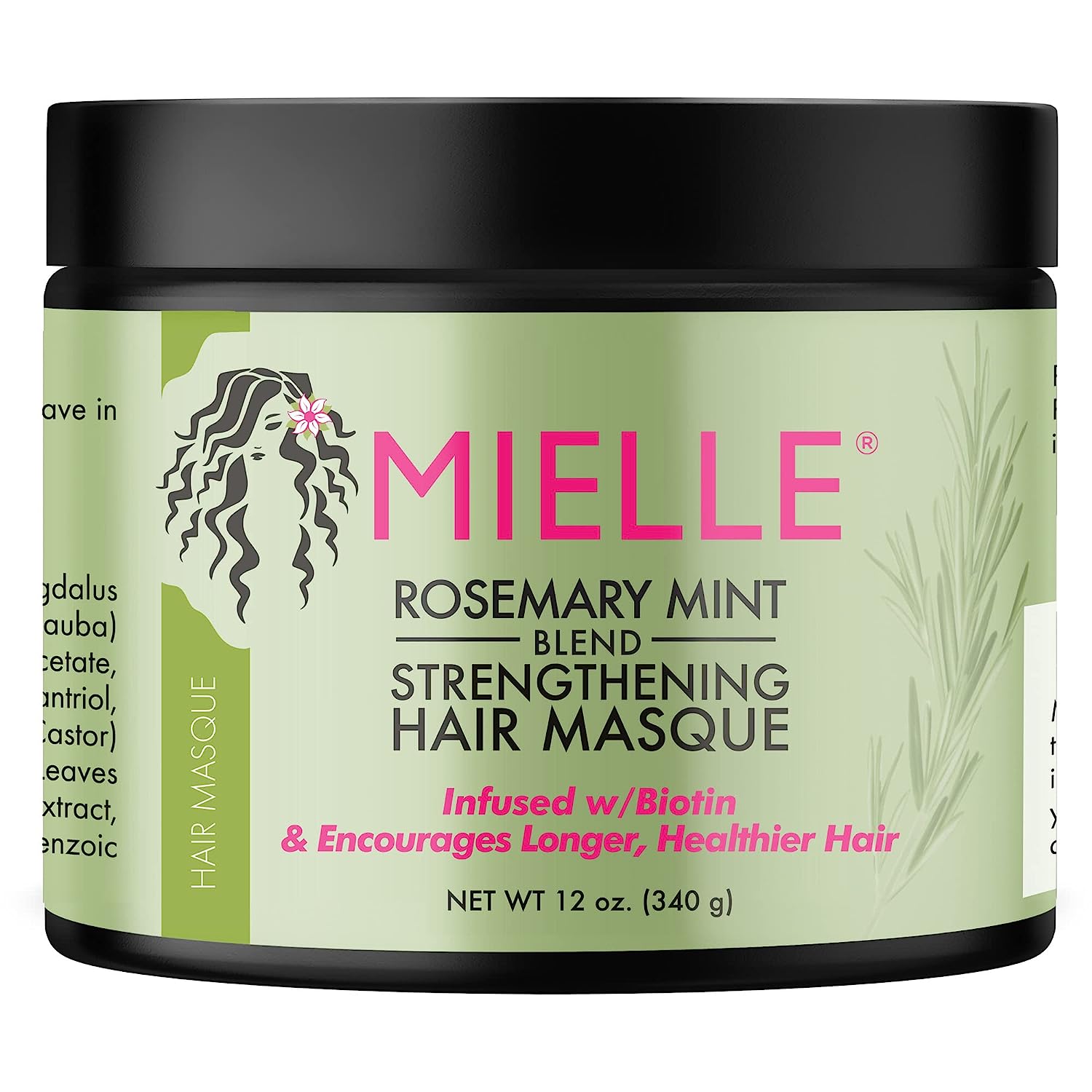 Mielle Organics Rosemary Mint Strengthening Hair Masque with Essential Oil & Biotin Deep Treatment 340ml
