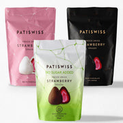 Milk, Dark and White Chocolate Covered Freeze Dried Strawberry Dragee Bundle - 3 Pieces