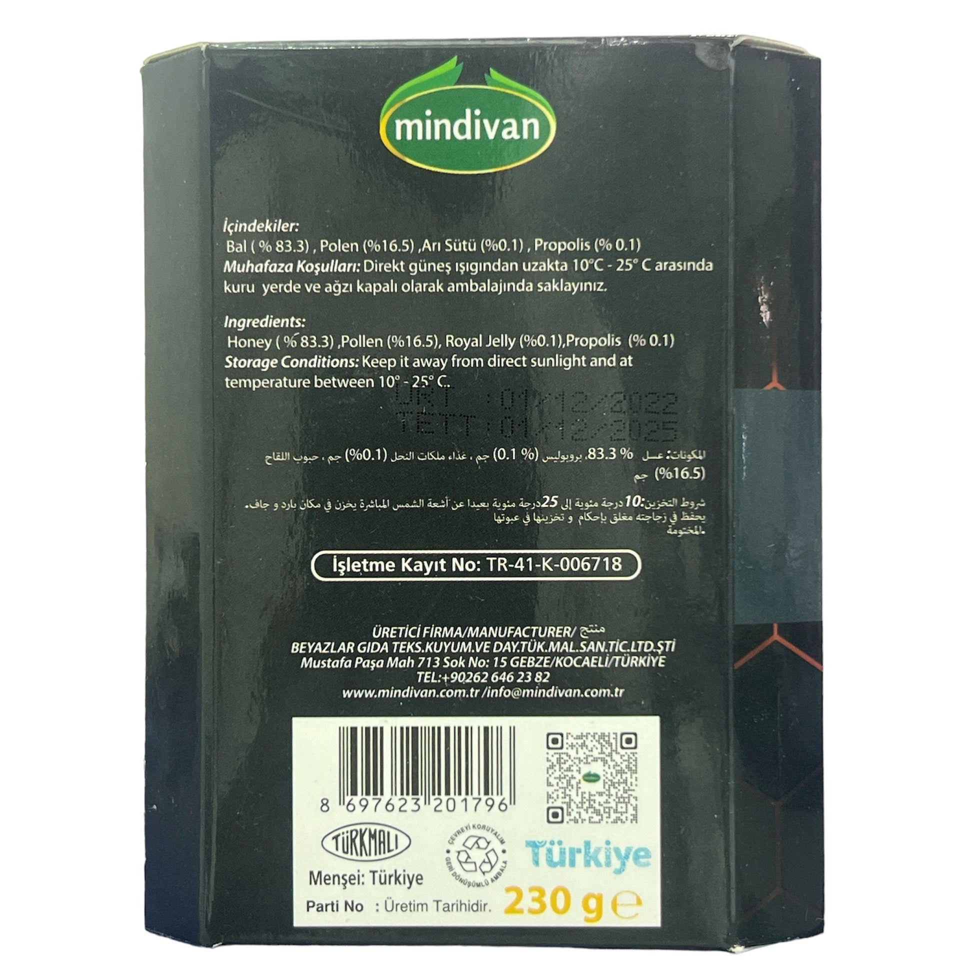 Mindivan Propolis Royal Jelly Honey 230g