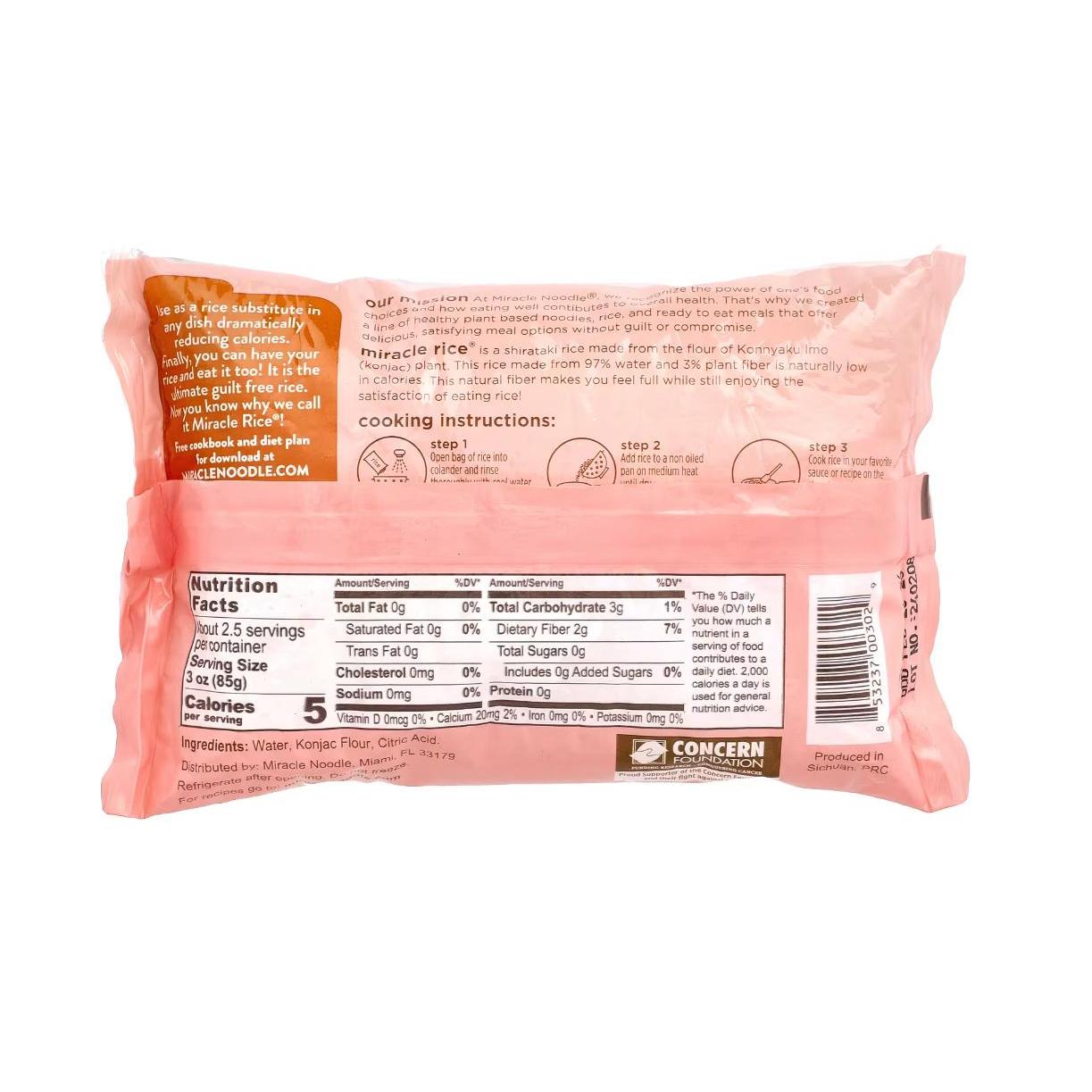 Miracle Noodle Miracle Konjac Rice Vegan Plant Based KETO Dairy Free Gluten Free 227g