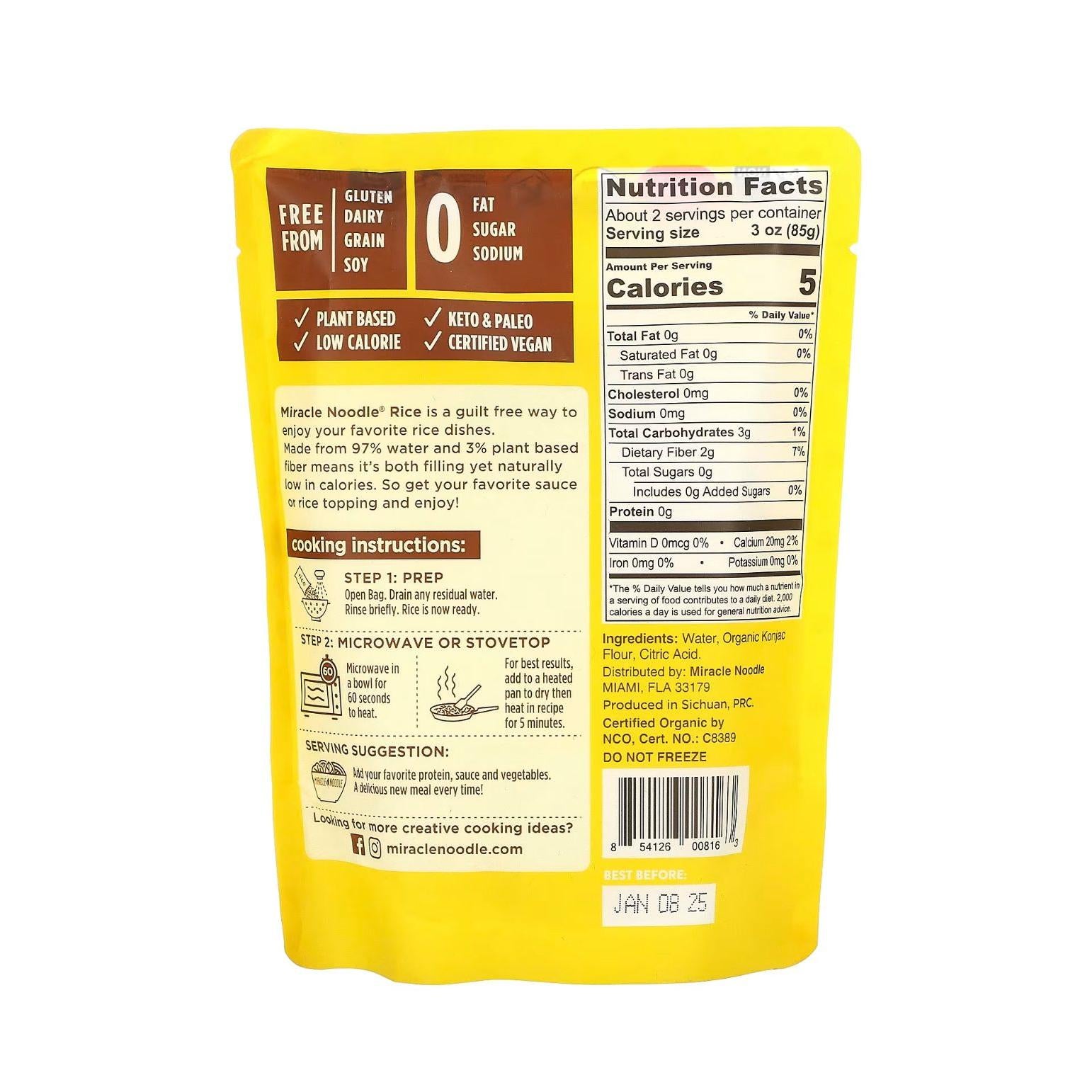 Miracle Noodle Organic Konjac Rice KETO Ready To Eat 200g