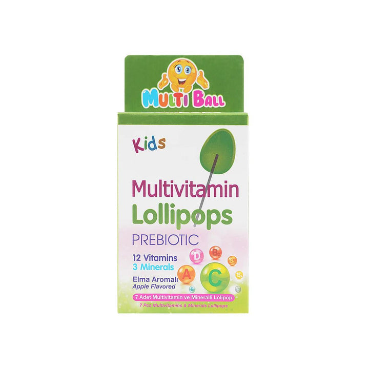 Multiball Kids Multivitamin Lollipops Prebiotic Apple Flavor 7pcs