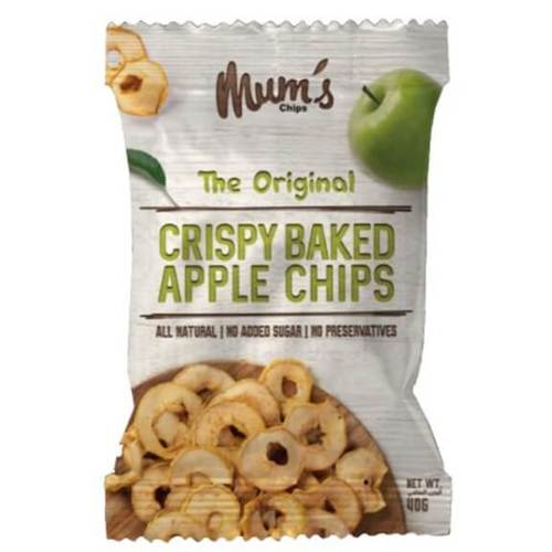 Mum's Chips Crispy Baked Apple Chips The Original Green No Added Sugar No Preservatives 40g