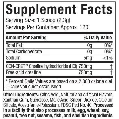 MuscleTech Cell-Tech Creactor Creatine HCL Plus Free-Acid Creatine Fruit Bunch Extreme 274g