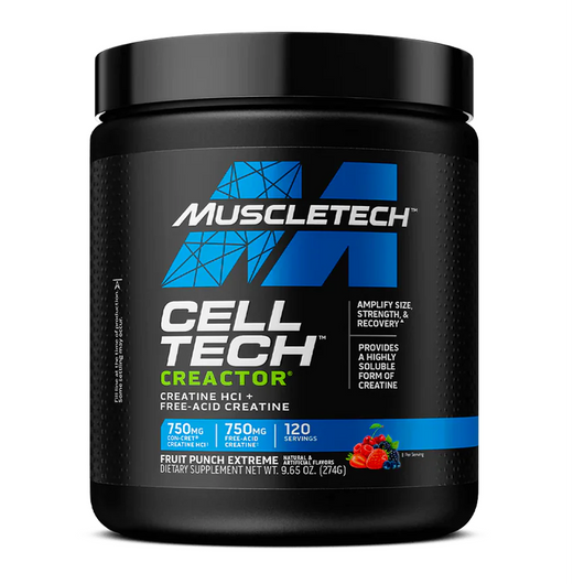 MuscleTech Cell-Tech Creactor Creatine HCL Plus Free-Acid Creatine Fruit Bunch Extreme 274g