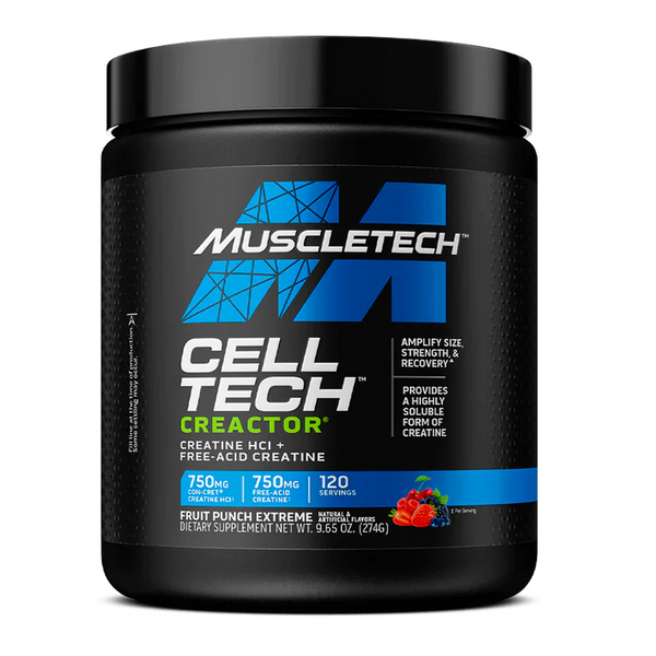 MuscleTech Cell-Tech Creactor Creatine HCL Plus Free-Acid Creatine Fruit Bunch Extreme 274g