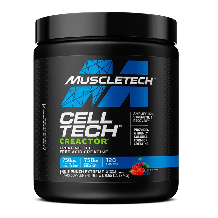 MuscleTech Cell-Tech Creactor Creatine HCL Plus Free-Acid Creatine Fruit Bunch Extreme 274g