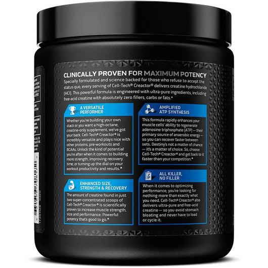 MuscleTech Cell-Tech Creactor Creatine HCL Plus Free-Acid Creatine Unflavored 240g