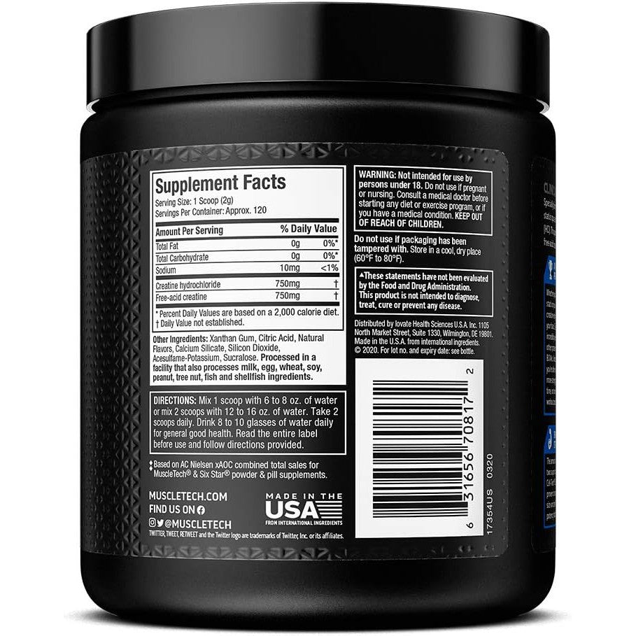 MuscleTech Cell-Tech Creactor Creatine HCL Plus Free-Acid Creatine Unflavored 240g