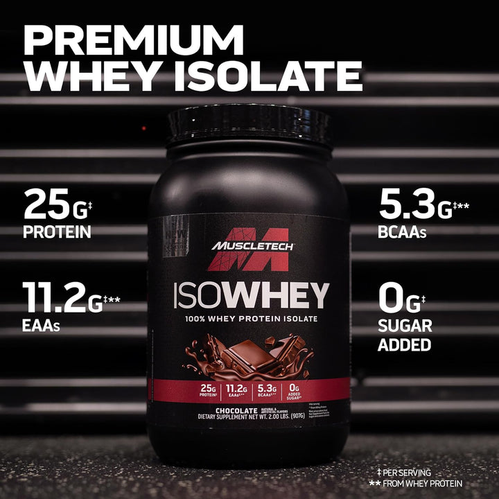 MuscleTech IsoWhey ISO Whey Protein Isolate Powder Muscle Builder for Men & Women Chocolate Flavor 2.27 KG 72 Servings