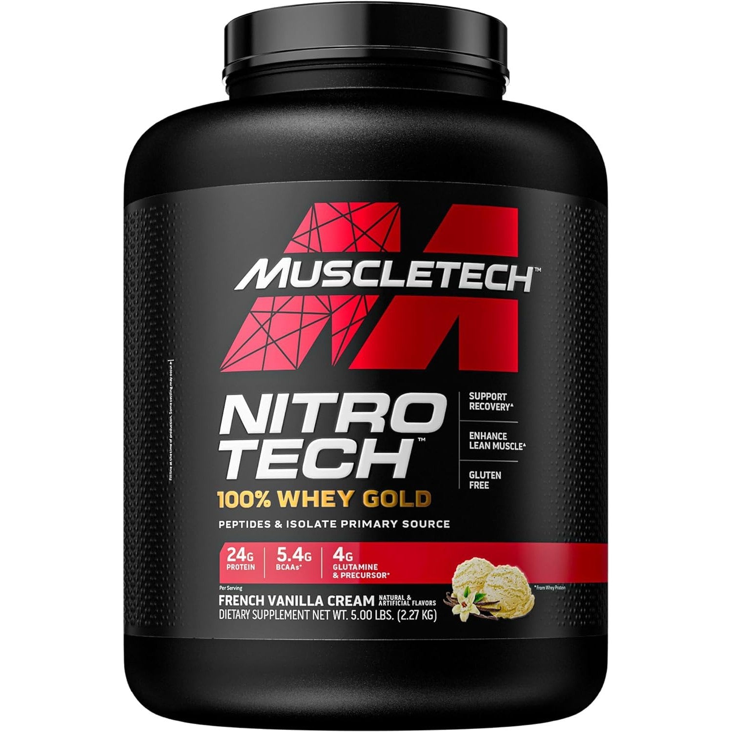 MuscleTech Nitro-Tech 100% Whey Gold | Isolate, Concentrate & Peptides | Ultra-Pure Whey Formula for Lean Muscle French Vanilla Cream 2.27 KG