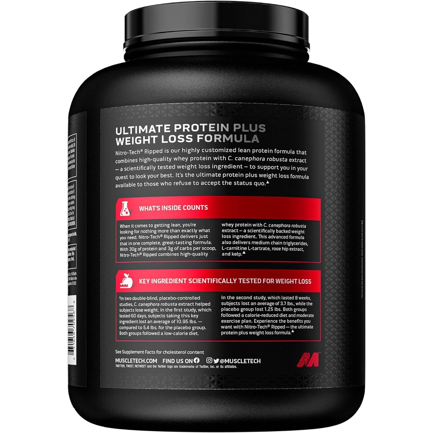 MuscleTech Nitro-Tech Ripped | Lean Protein + Weight Loss | Isolate, C ...