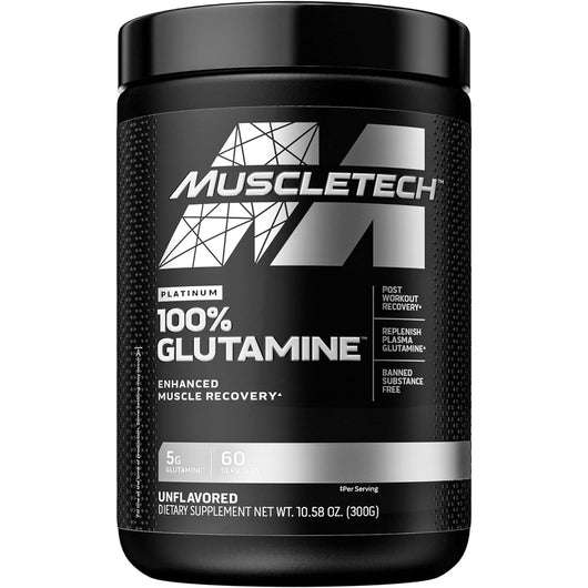 MuscleTech Platinium Glutamine Powder | 100% Pure L Glutamine Powder | Enhanced Muscle Recovery 300g