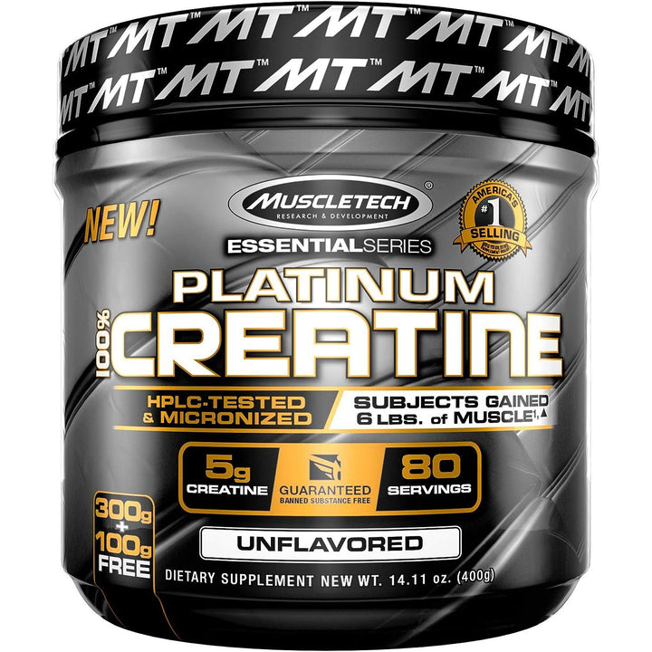 MuscleTech Platinum Creatine Monohydrate Powder | Pure Micronized | Muscle Recovery + Builder for Men & Women | Unflavored 400g