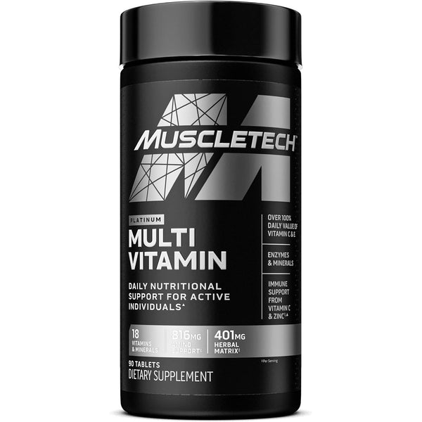 MuscleTech Platinum Multivitamin for Active Individuals 18 Vitamins & Minerals Vitamins 816mg Amino Support 90 Tablets