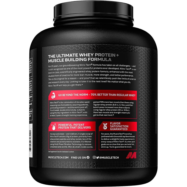 MuscleTech Whey Protein Powder Nitro-Tech | Isolate, Concentrate & Peptides | Protein + Creatine for Muscle Gain Vanilla Cream 1.82 KG