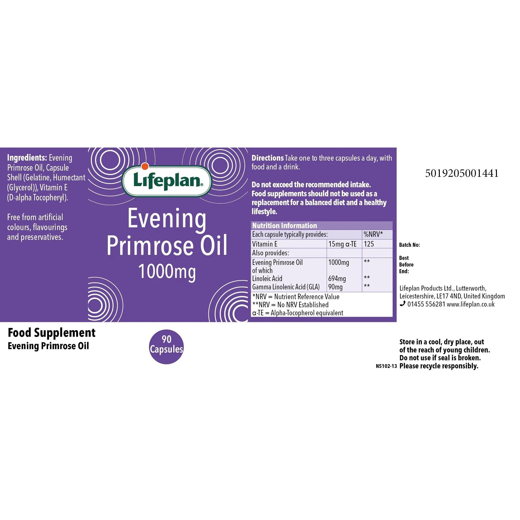 Lifeplan Evening Primerose Oil 1000mg 90 Caps