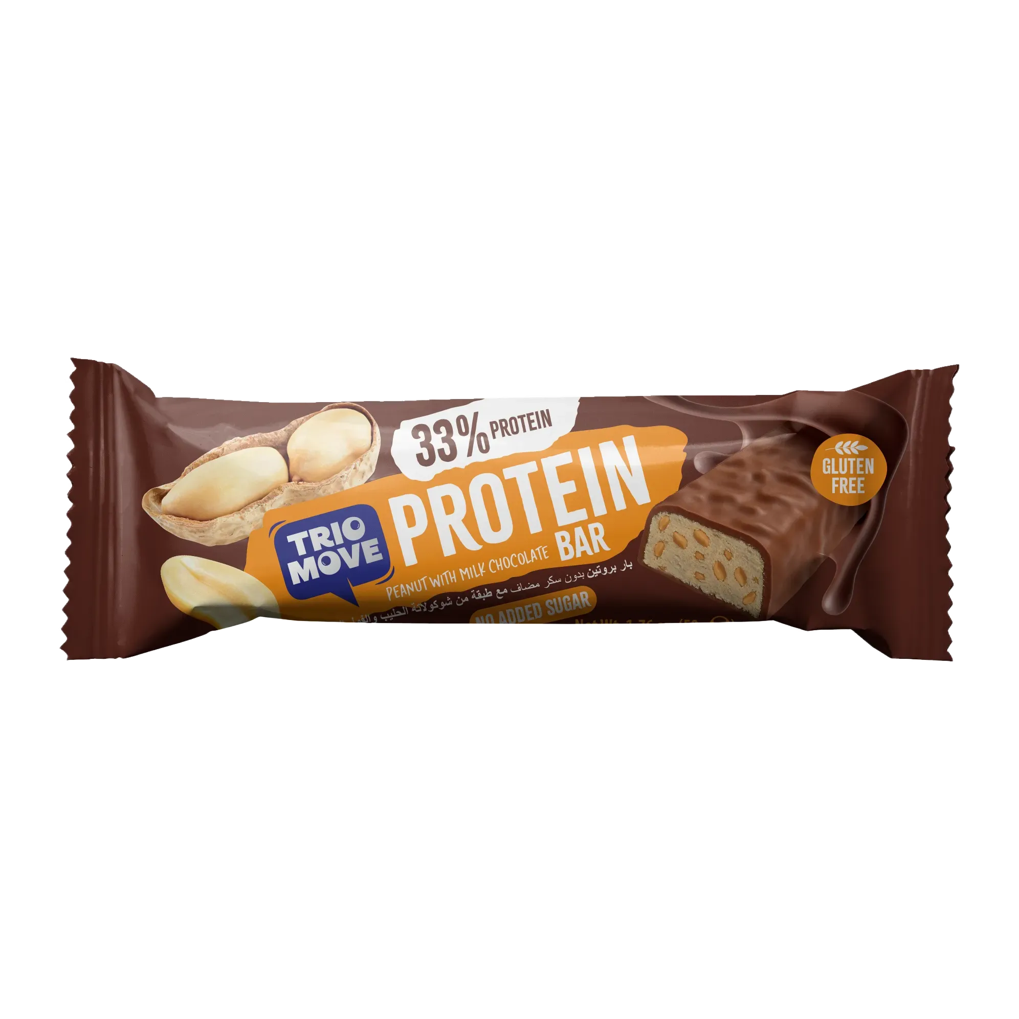 Trio Move Chocolate Coated 33% Protein Milk Chocolate and Peanut Bar 50 gr