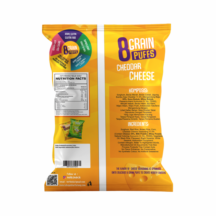 NOLA 8 Grain Cheddar Cheese Grain Puffs Gluten-free 50g