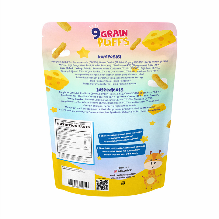 NOLA 9 Grain Puffs Cheddar Cheese for kids 25g