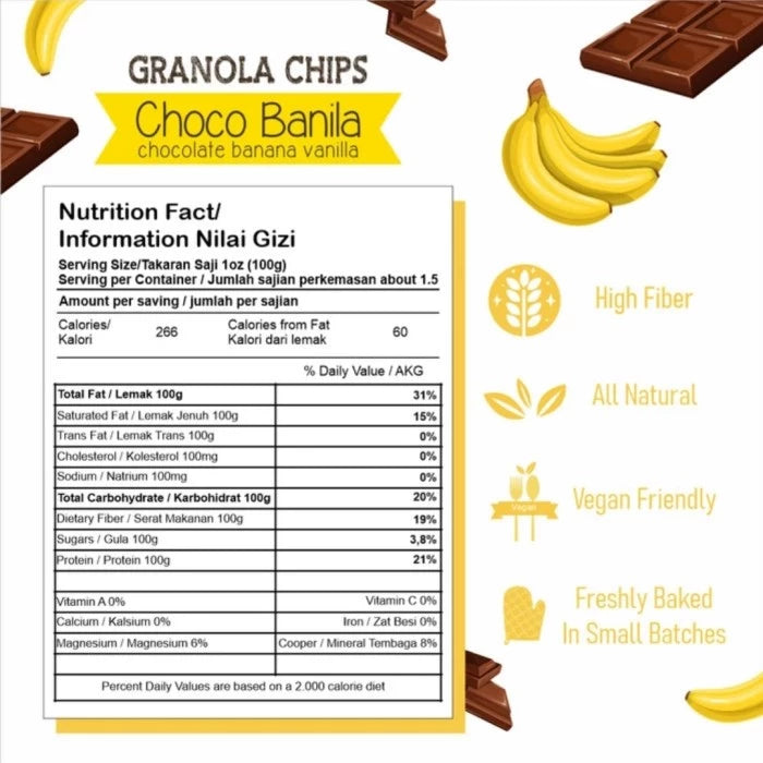 NOLA Granola Chips Choco Banila chocolate banana vanilla 100g