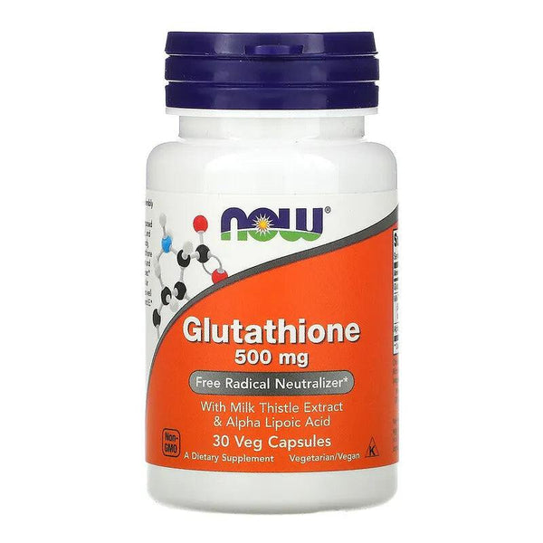 NOW Glutathione 500 mg With Milk Thistle Extract & Alpha Lipoic Acid 30 Veg Capsules