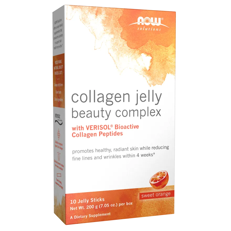 NOW Personal Care Collagen Jelly Beauty Complex Hydrolyzed Halal Bovine Sweet Orange - 10 Sticks