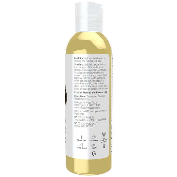 NOW Solutions, Jojoba Oil, 100% Pure Moisturizing, Multi-Purpose Oil for Face, Hair and Body 118ml