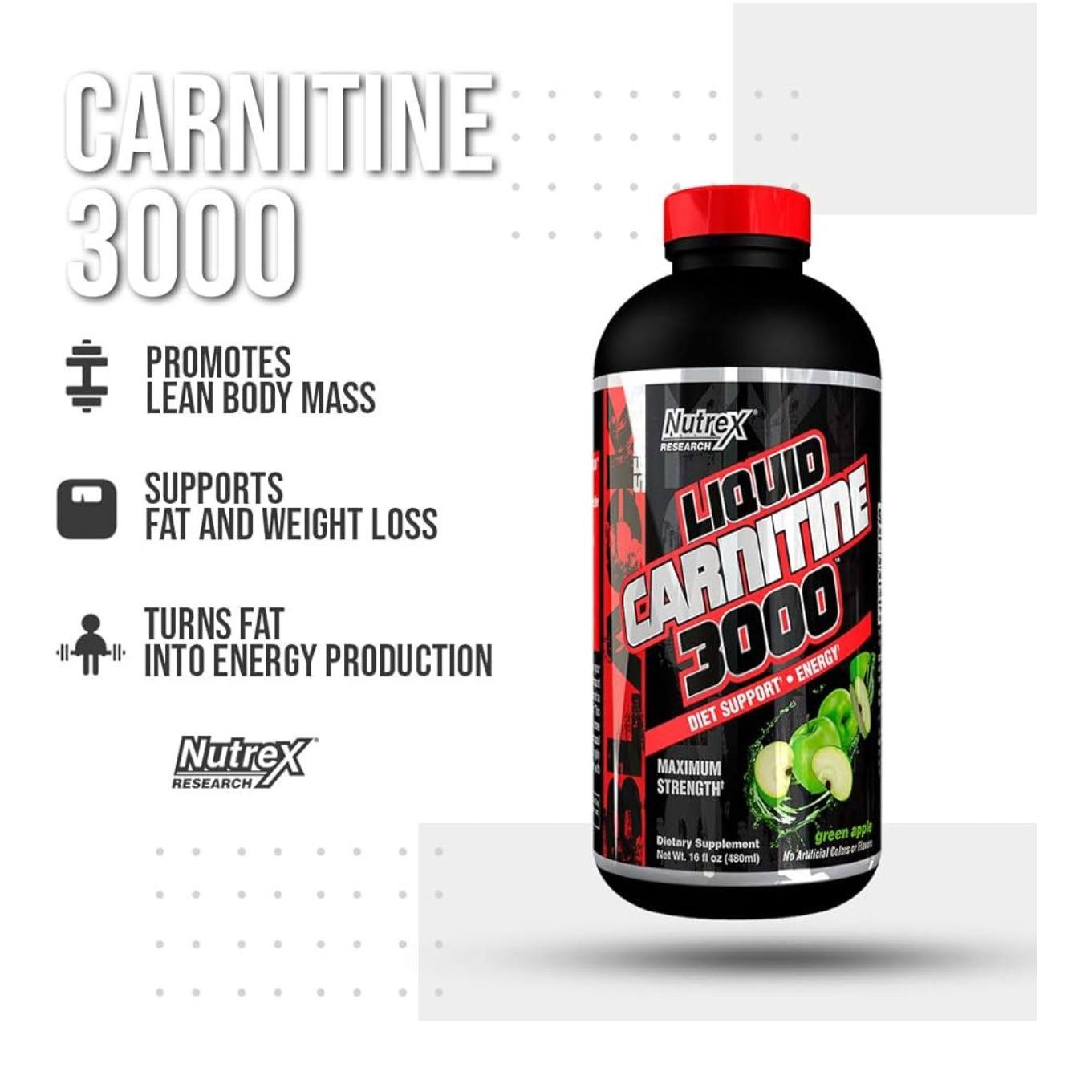 NUTREX, Liquid Carnitine L-Carnitine 3000 Green Apple, 480ml