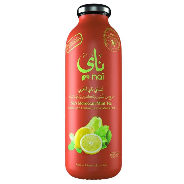 Nai Moroccan Mint Tea Infused with Lemon Pear & Monk Fruit 473ml No Added Sugar Vegan