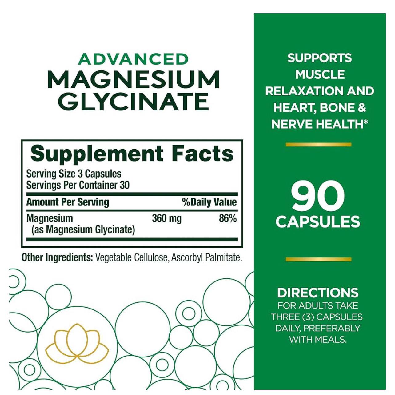 Nature's Bounty Advanced Magnesium Glycinate 360mg 90 Capsules