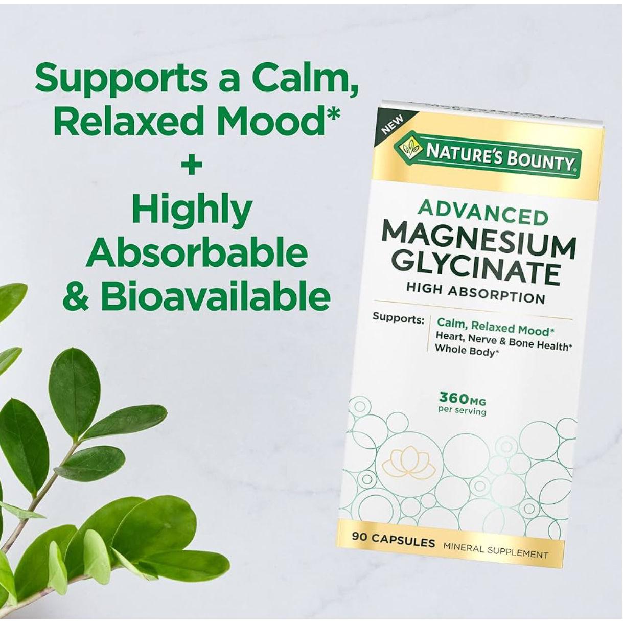 Nature's Bounty Advanced Magnesium Glycinate 360mg 90 Capsules